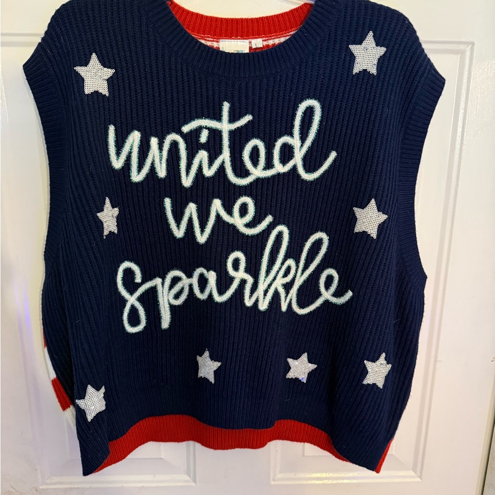 QUEEN OF SPARKLES Navy Star Sweater